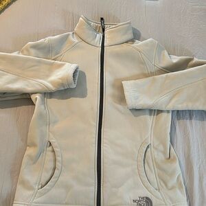 North Face women insulated jacket size Lg light gray
